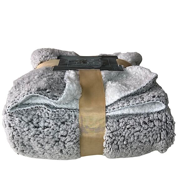 Home Collection Sherpa Throw Gray and White - Picture 5 of 11